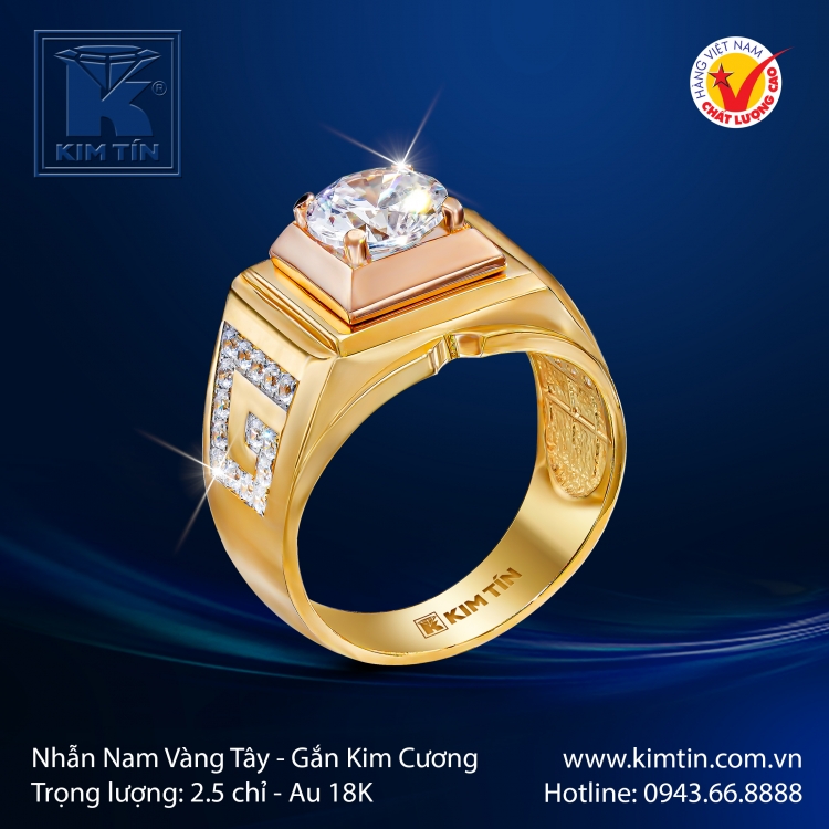 Nhẫn Kim Cương Vàng Màu 18K