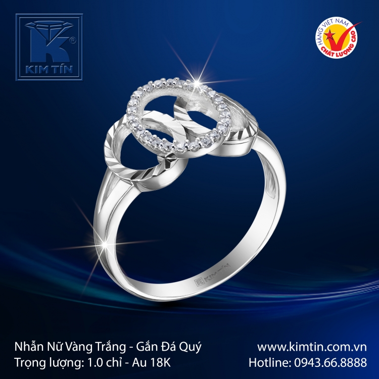 Nhẫn Nữ Vàng Trắng 18K