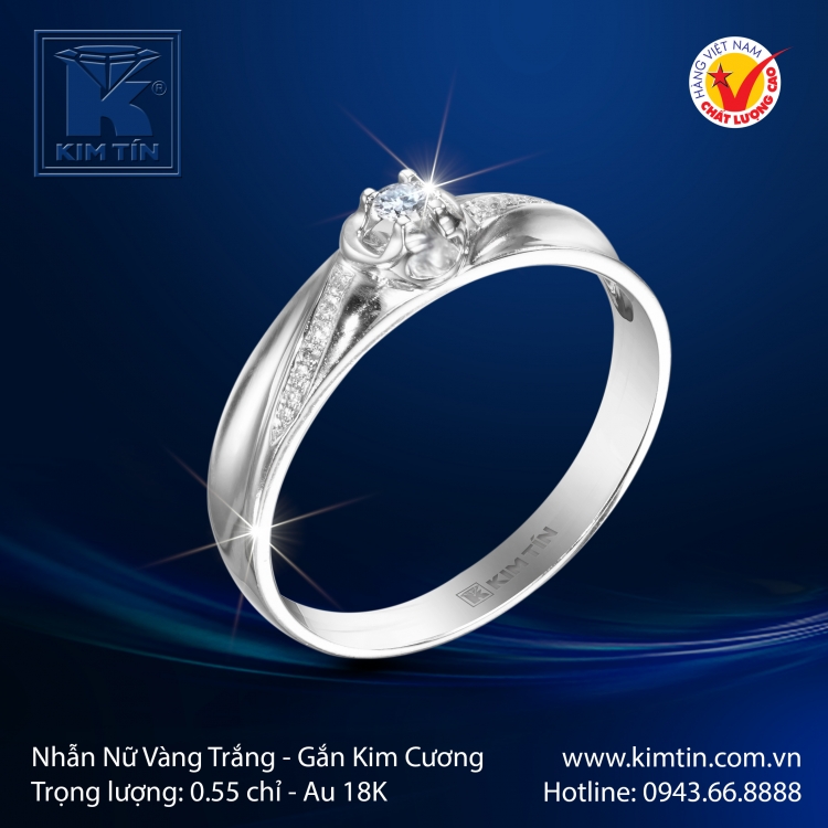 Nhẫn Nữ Vàng Trắng 18K