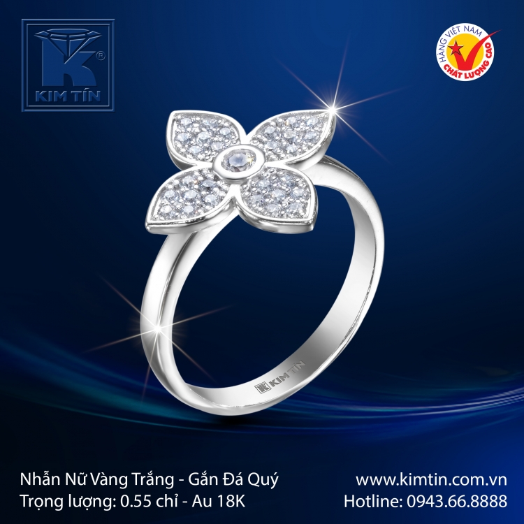 Nhẫn Nữ Vàng Trắng 18K