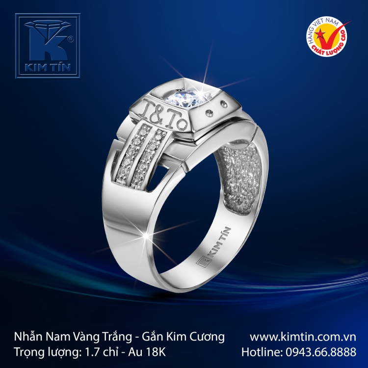 Nhẫn Kim Cương Vàng Trắng 18K