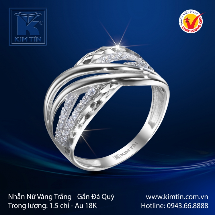 Nhẫn Nữ Vàng Trắng 18K