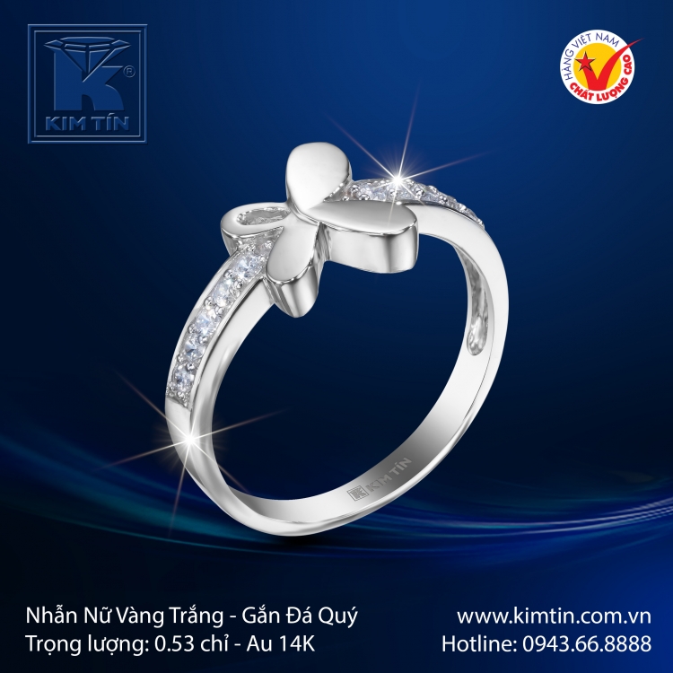Nhẫn Nữ Vàng Trắng 14K
