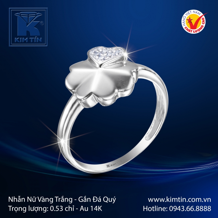 Nhẫn Nữ Vàng Trắng 14K