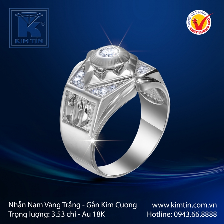 Nhẫn Kim Cương Vàng Trắng 18K