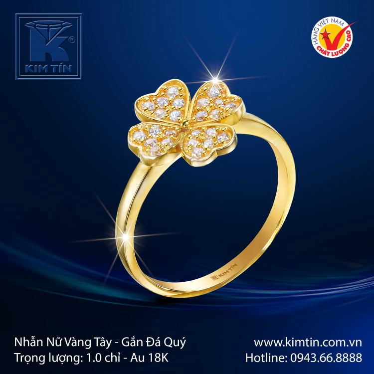 Nhẫn Nữ Vàng Màu 18K