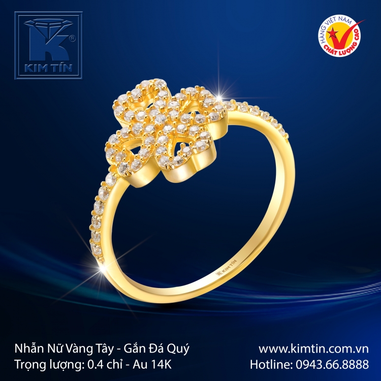 Nhẫn Nữ Vàng Màu 14K