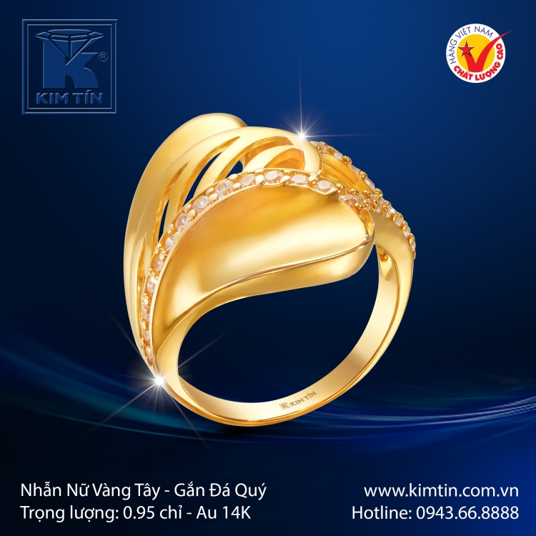 Nhẫn Nữ Vàng Màu 14K