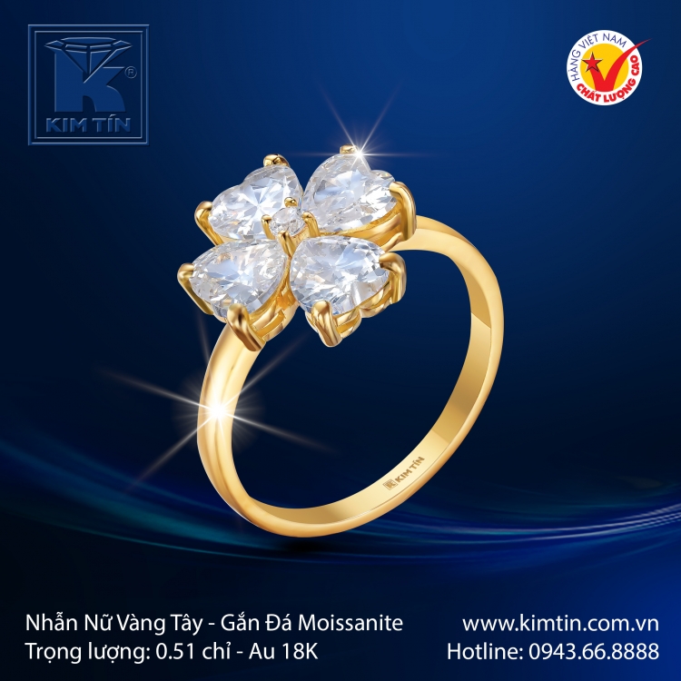 Nhẫn Nữ Vàng Màu 18K