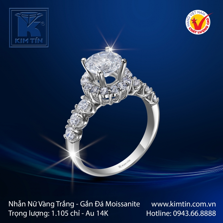 Nhẫn Nữ Vàng Trắng 14K