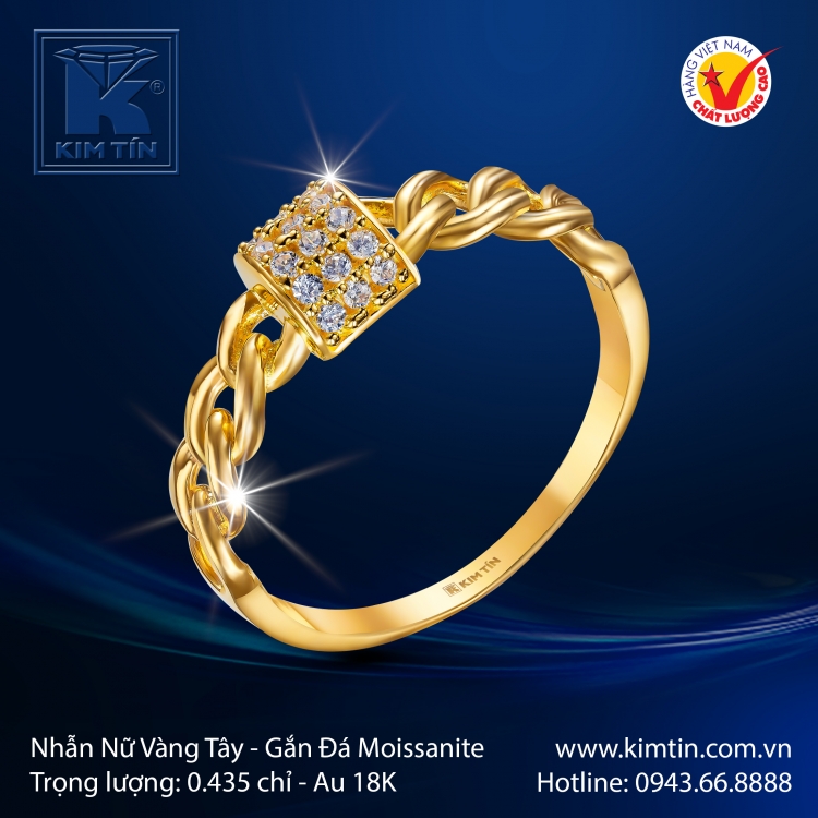 Nhẫn Nữ Vàng Màu 18K
