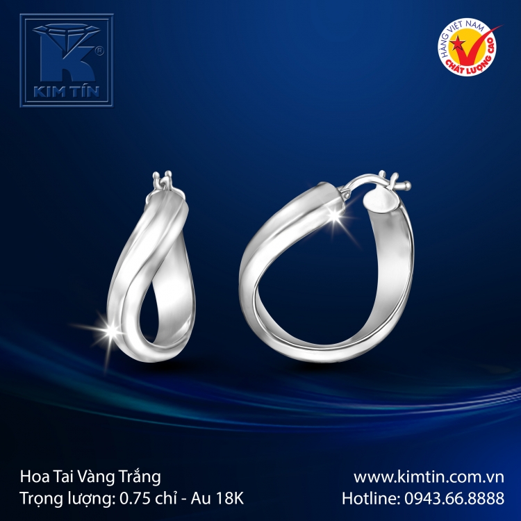 Hoa Tai Vàng Trắng 18K