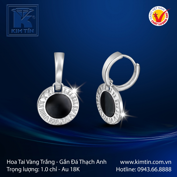 Hoa Tai Vàng Trắng 18K