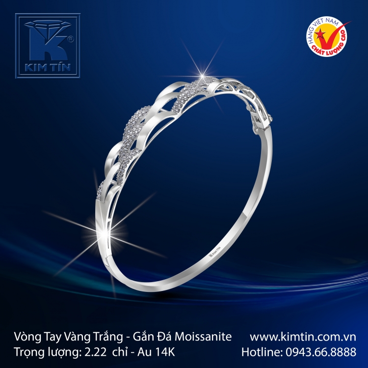 Vòng Tay Vàng Trắng 14K
