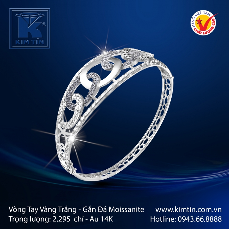 Vòng Tay Vàng Trắng 14K
