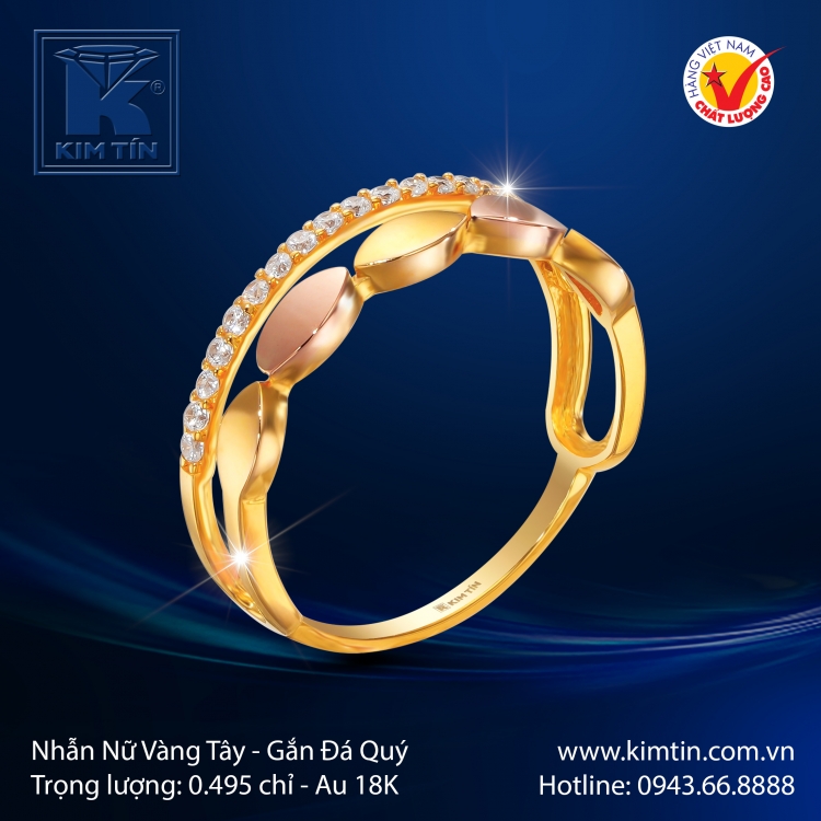 Nhẫn Nữ Vàng Màu 18K