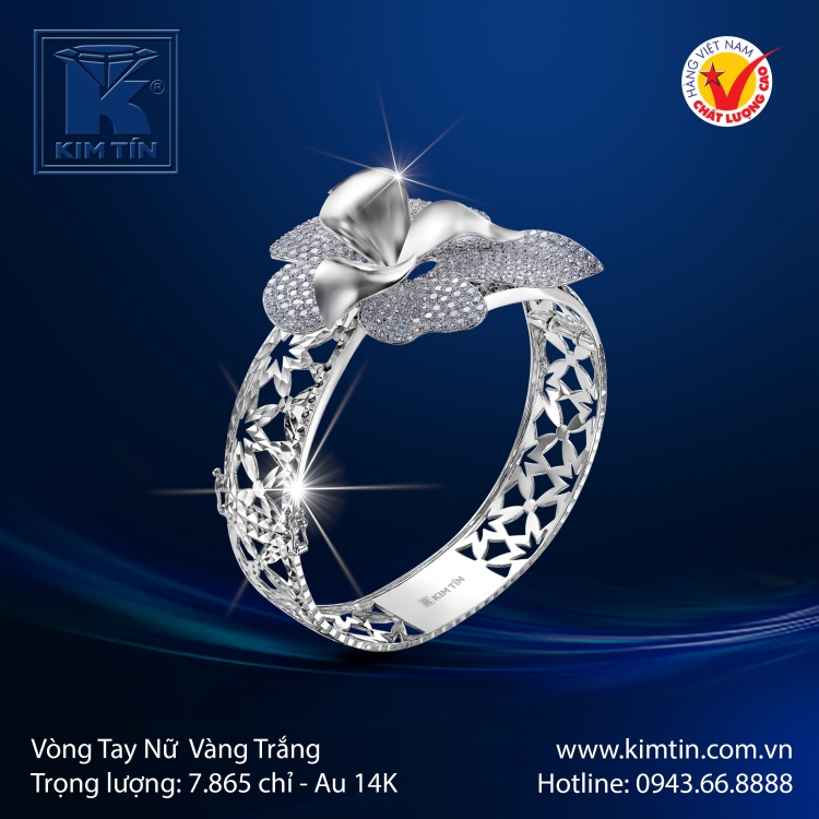 Vòng Tay Vàng Trắng 14K