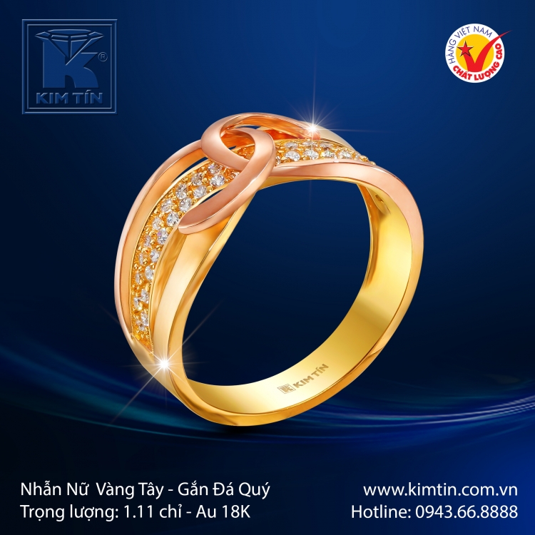Nhẫn Nữ Vàng Màu 18K