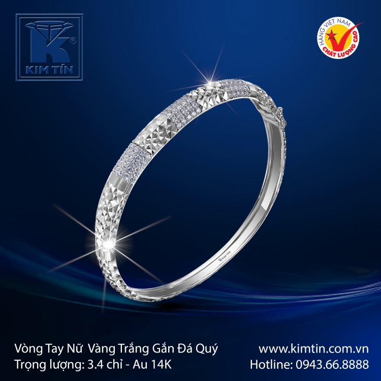 Vòng Tay Vàng Trắng 14K