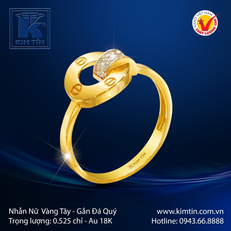 Nhẫn Nữ Vàng Màu 18K