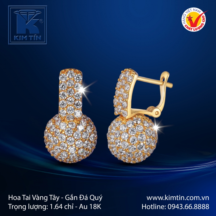Hoa Tai Vàng Màu 18K