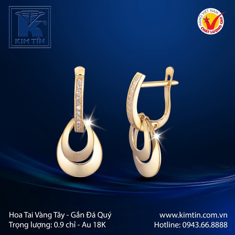 Hoa Tai Vàng Màu 18K