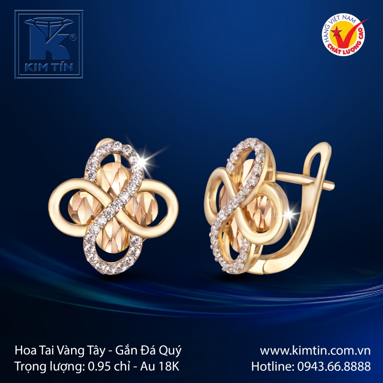 Hoa Tai Vàng Màu 18K