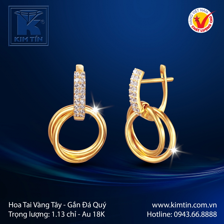 Hoa Tai Vàng Màu 18K