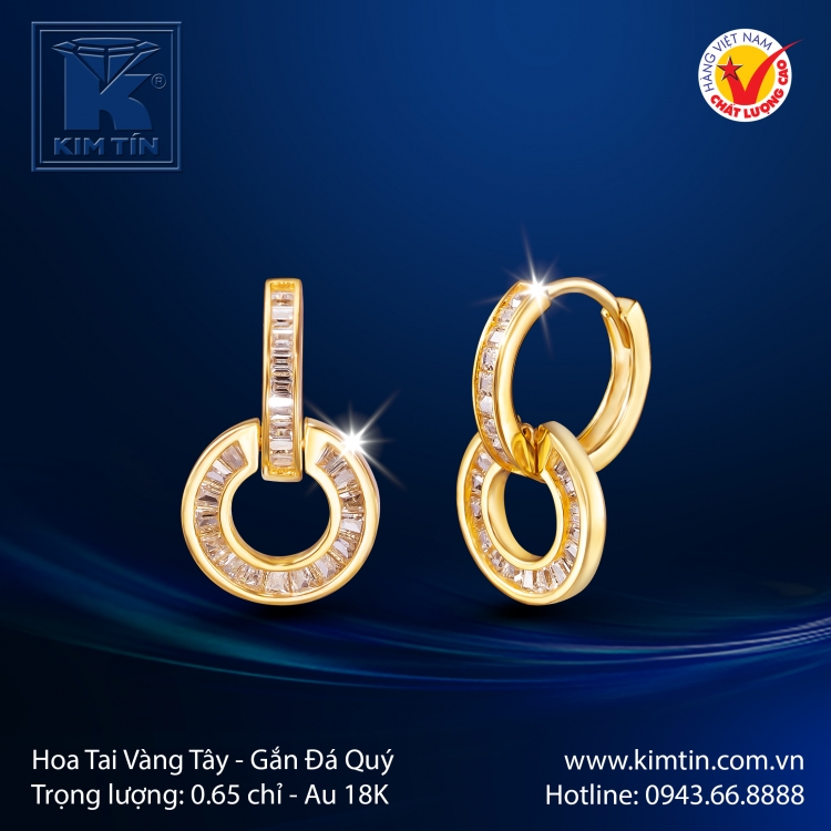 Hoa Tai Vàng Màu 18K