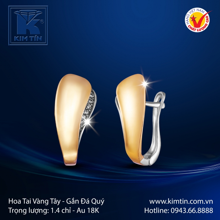 Hoa Tai Vàng Màu 18K