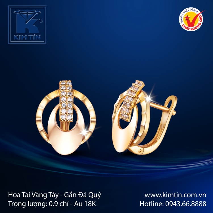 Hoa Tai Vàng Màu 18K