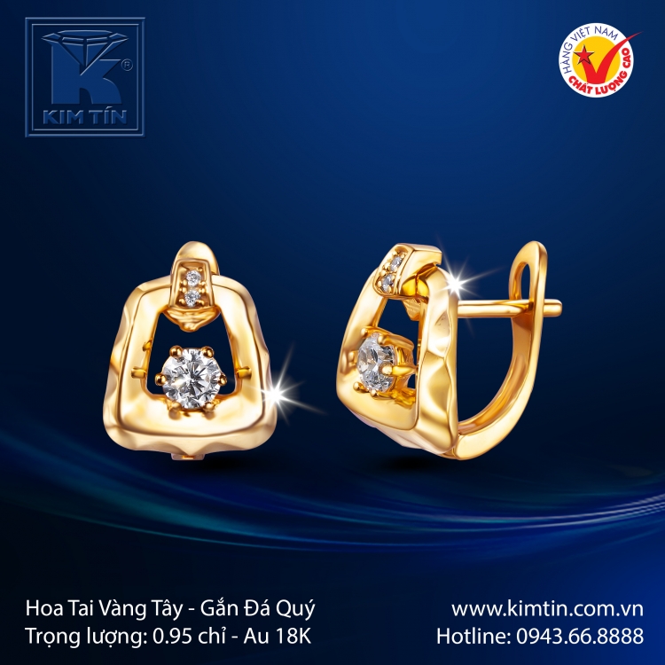 Hoa Tai Vàng Màu 18K