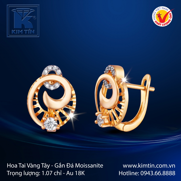 Hoa Tai Vàng Màu 18K