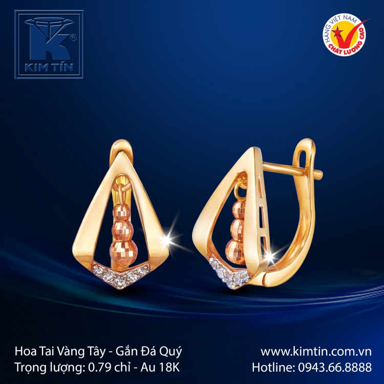 Hoa Tai Vàng Màu 18K