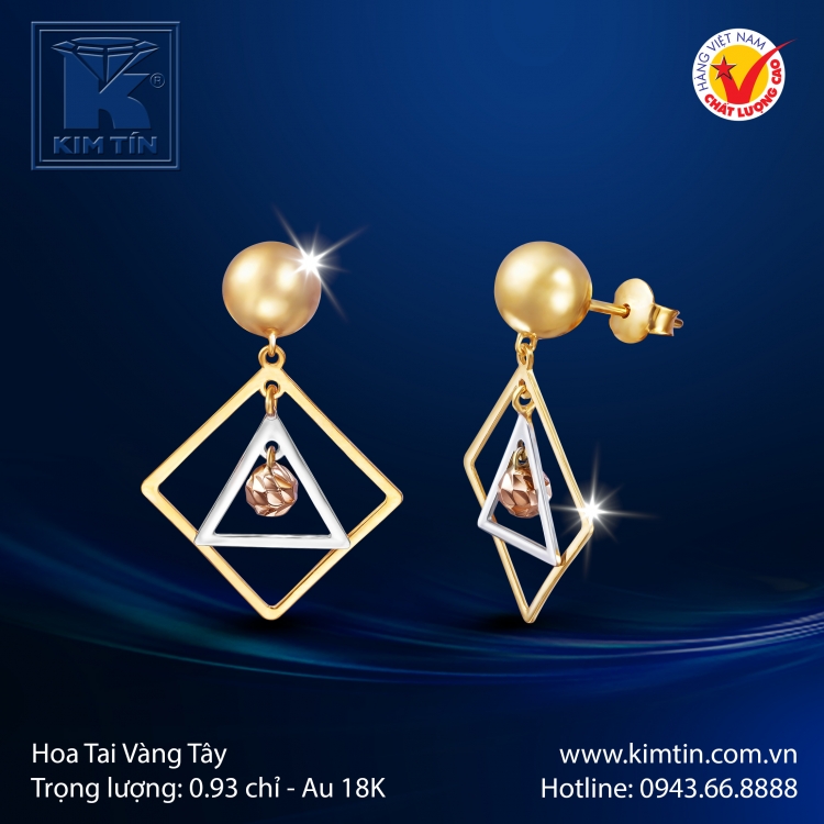 Hoa Tai Vàng Màu 18K