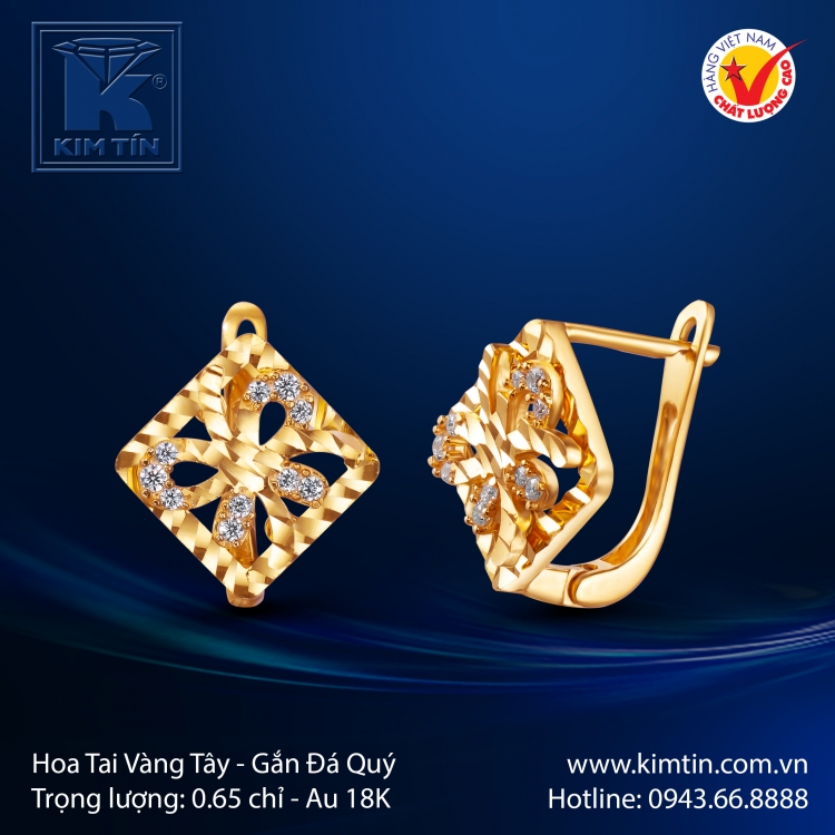 Hoa Tai Vàng Màu 18K