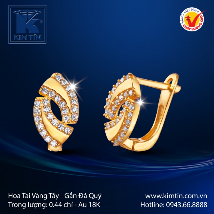 Hoa Tai Vàng Màu 18K