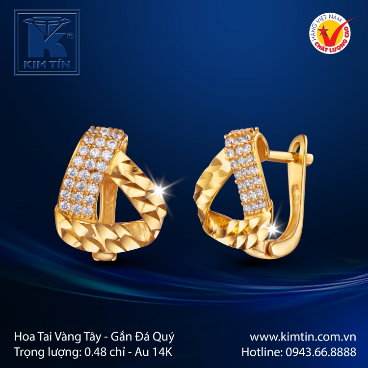 Hoa Tai Vàng Màu 14K