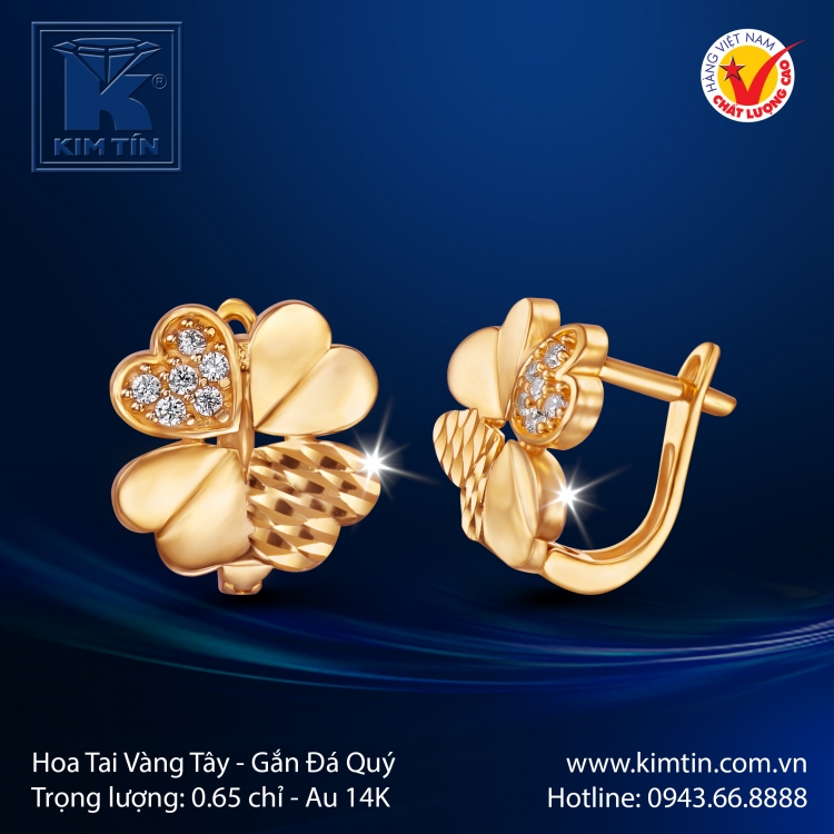 Hoa Tai Vàng Màu 14K