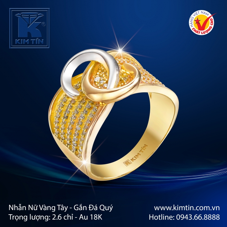 Nhẫn Nữ Vàng Màu 18K
