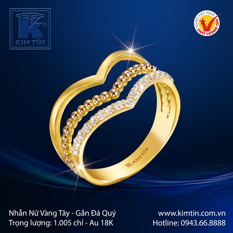 Nhẫn Nữ Vàng Màu 18K