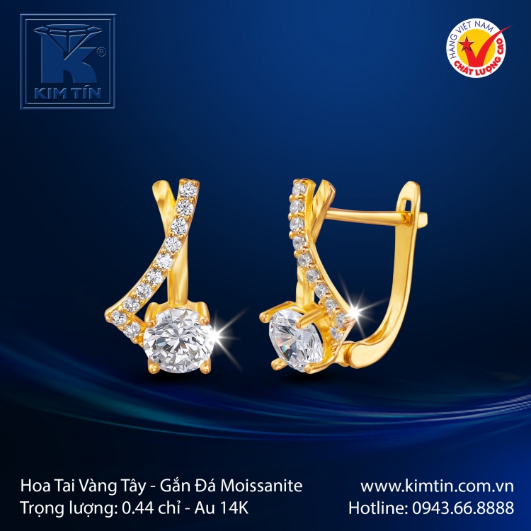 Hoa Tai Vàng Màu 14K