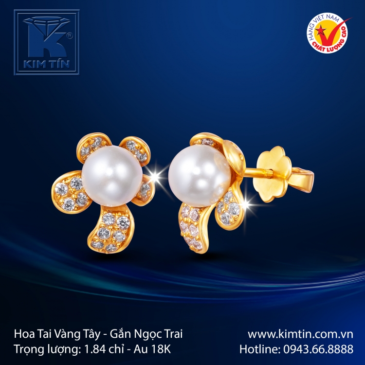 Hoa Tai Vàng Màu 18K