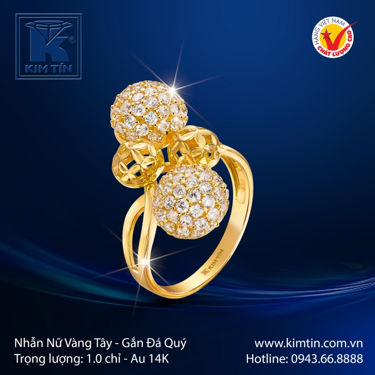 Nhẫn Nữ Vàng Màu 14K