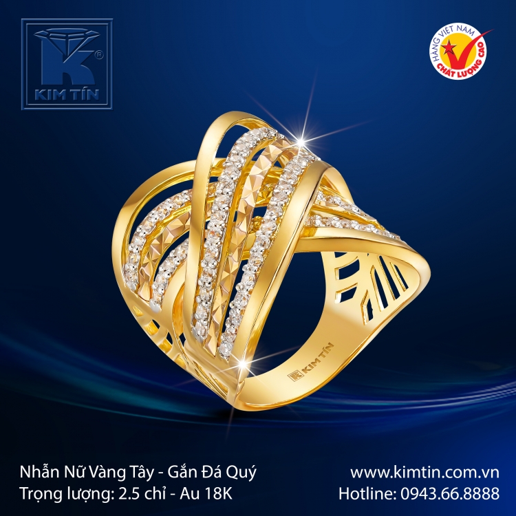 Nhẫn Nữ Vàng Màu 18K
