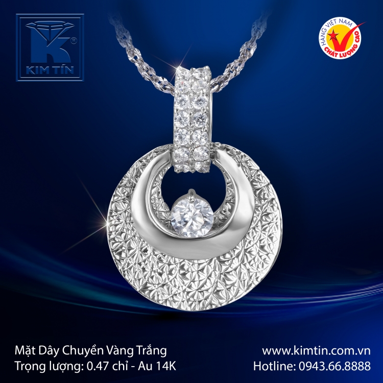Mặt Dây Chuyền Vàng Trắng 14K