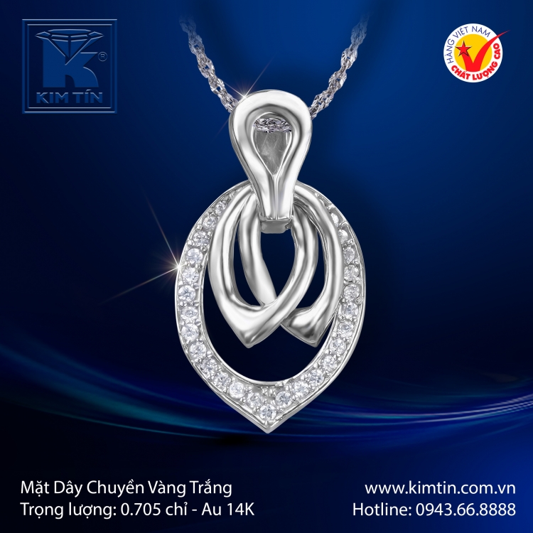 Mặt Dây Chuyền Vàng Trắng 14K