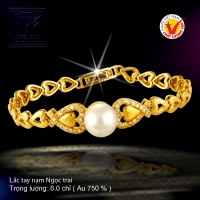 Lắc tay nạm Ngọc trai vàng 18 K