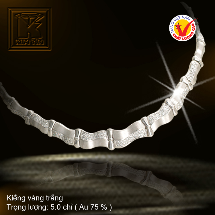 Kiềng cổ vàng trắng 18K