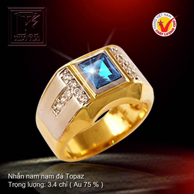Nhẫn nam nạm đá Topaz
